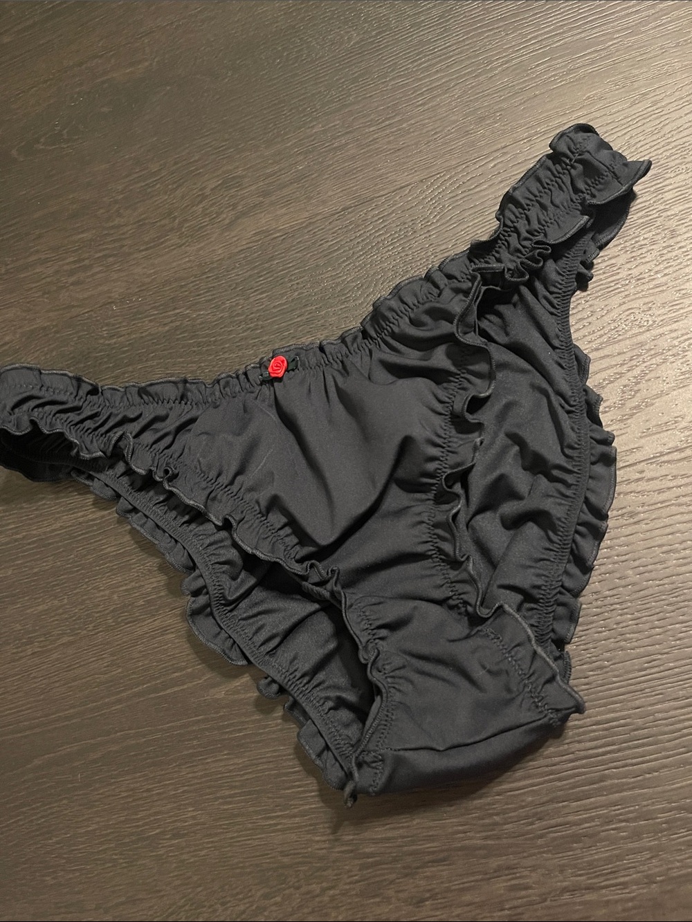Frankie’s Bikinis x Victoria's Secret Black Ruffled Bikini Bottoms